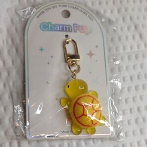 Yellow Charm Pop Turtle Keychain